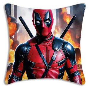 Deadpool Cityscape Inferno Cushion Cover