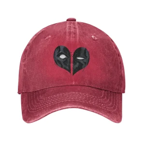 Deadpool Heart Logo Washed Baseball Cap - Vintage Merc Love
