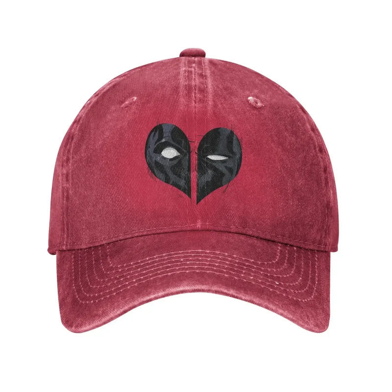Deadpool Heart Logo Washed Baseball Cap - Vintage Merc Love