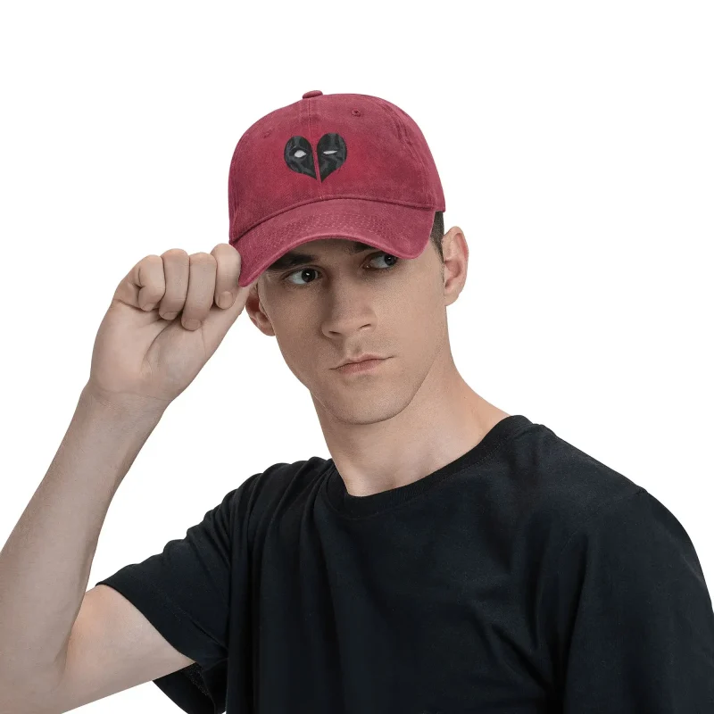 Deadpool Heart Logo Washed Baseball Cap - Vintage Merc Love - Image 4
