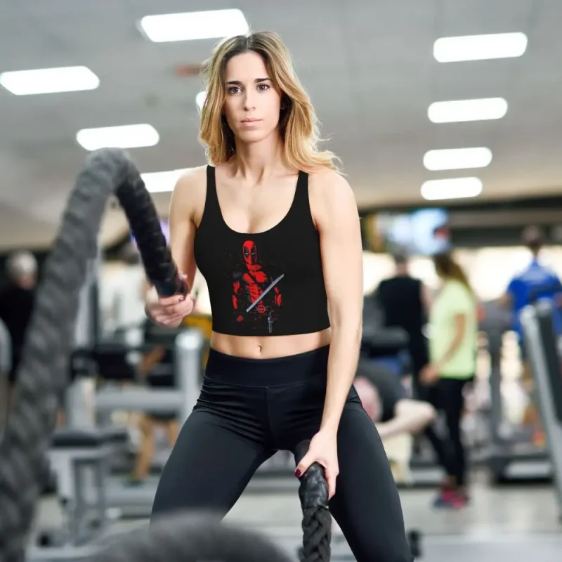 Deadpool with Sword Crop Top - Ready for Action - Image 2