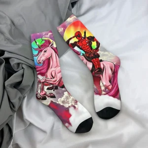 Deadpool Riding Unicorn Socks - Magical Merc Footwear