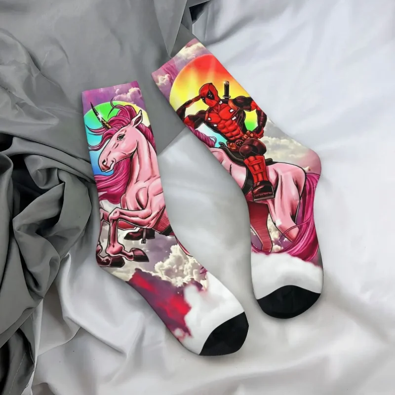 Deadpool Riding Unicorn Socks - Magical Merc Footwear