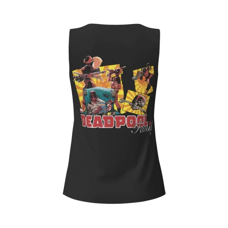 Black Tank Top with Deadpool Comic Design - Image 3