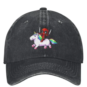 Deadpool Riding Unicorn Baseball Cap - Whimsical Merc Style