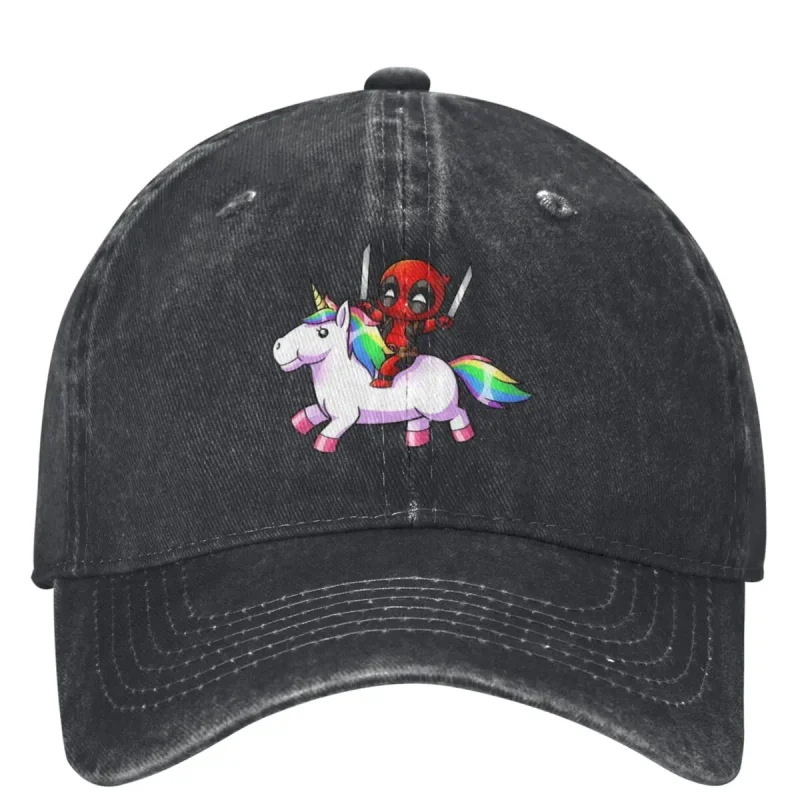 Deadpool Riding Unicorn Baseball Cap - Whimsical Merc Style