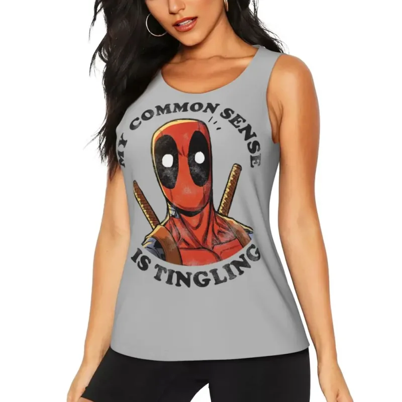 "My Common Sense is Tingling" Deadpool Tank Top - Image 2