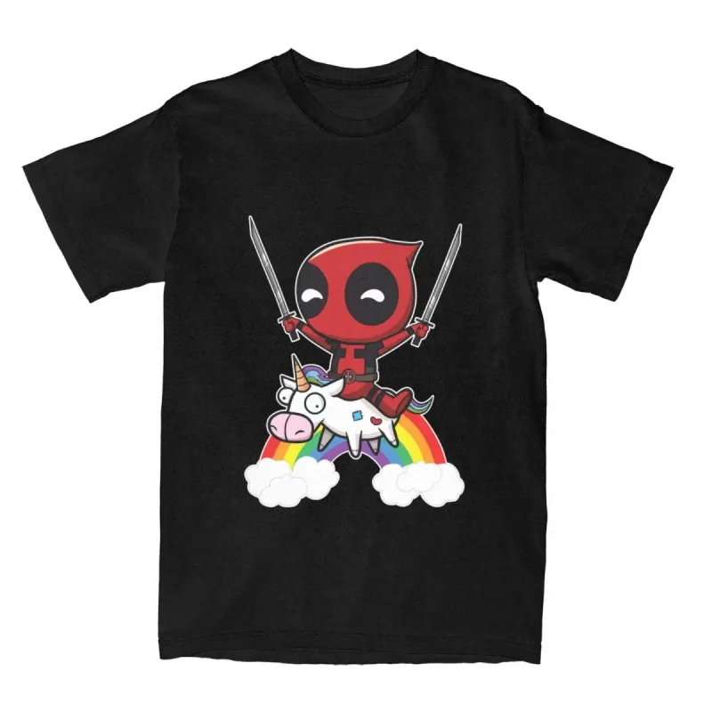 Deadpool Riding a Unicorn T-Shirt: A Rainbow of Madness