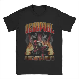 Deadpool "Merc with a Mouth" Action Flames T-Shirt