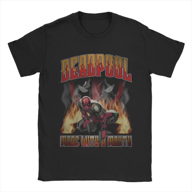Deadpool "Merc with a Mouth" Action Flames T-Shirt