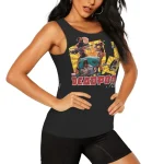 Black Tank Top with Deadpool Comic Design
