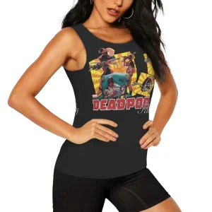 Black Tank Top with Deadpool Comic Design