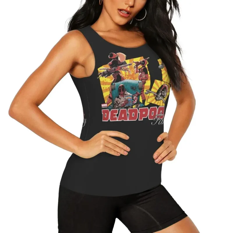 Black Tank Top with Deadpool Comic Design