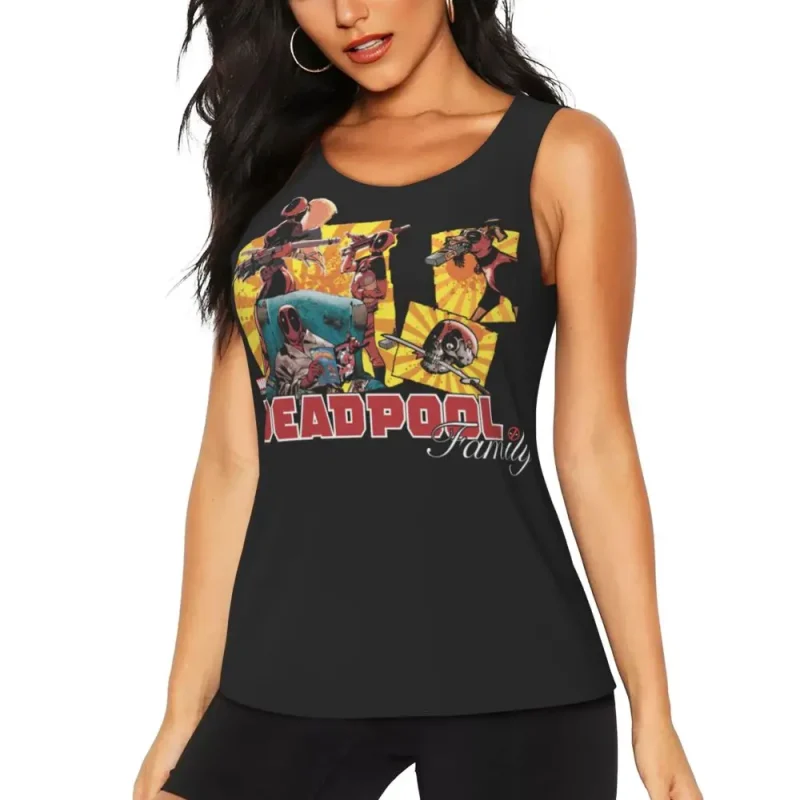 Black Tank Top with Deadpool Comic Design - Image 2