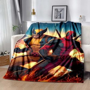 Deadpool vs Wolverine Travel Blanket – Lightweight Camping Must-Have