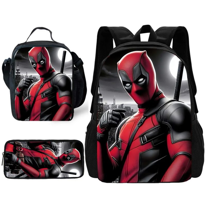 Deadpool Kids Backpack Set – 3-in-1 School Essentials Comic Design